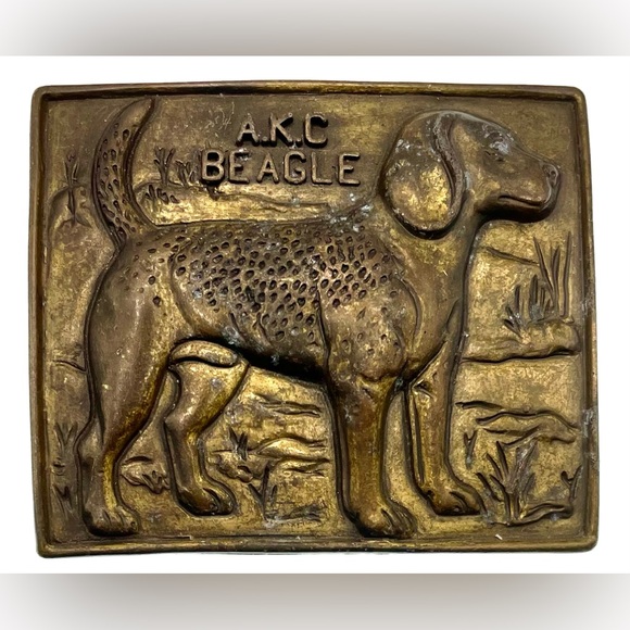 Vintage Other - Vintage 1970s AKC Beagle Breeders Kennel Club Dog Brass Belt Buckle Unique Rare
